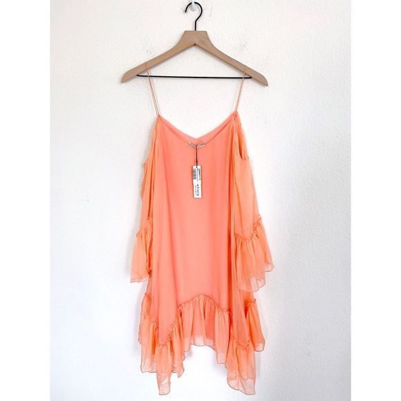 Alice + Olivia Ilaria 100% silk Dress in Peach - Picture 7 of 12